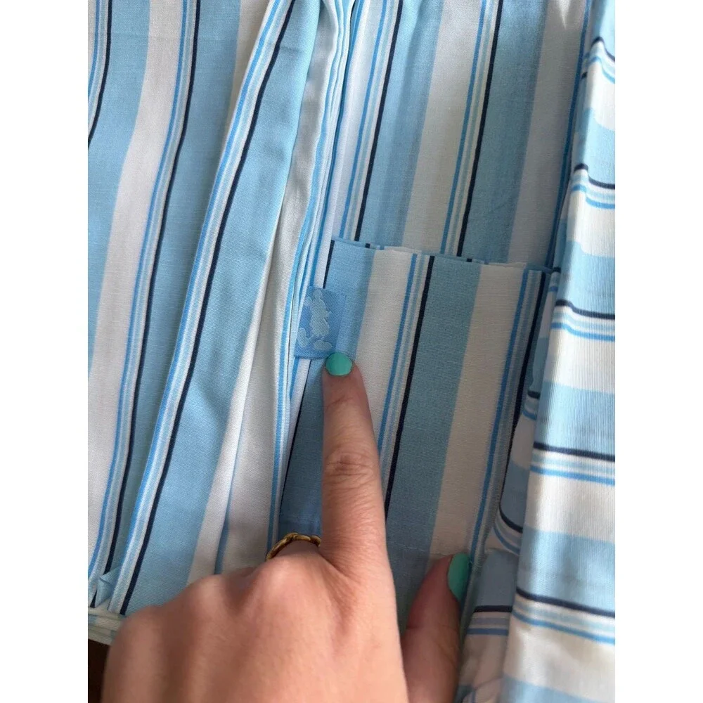 Disney Kingdom Collection Blue White Stripe 3 Piece Twin Sheet Set NEW Bedding